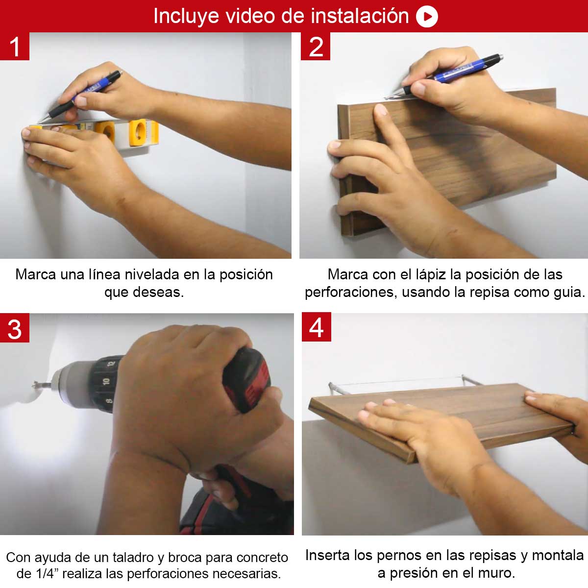 3 Repisas Flotantes Minimalistas Melamina Vintage 30x15