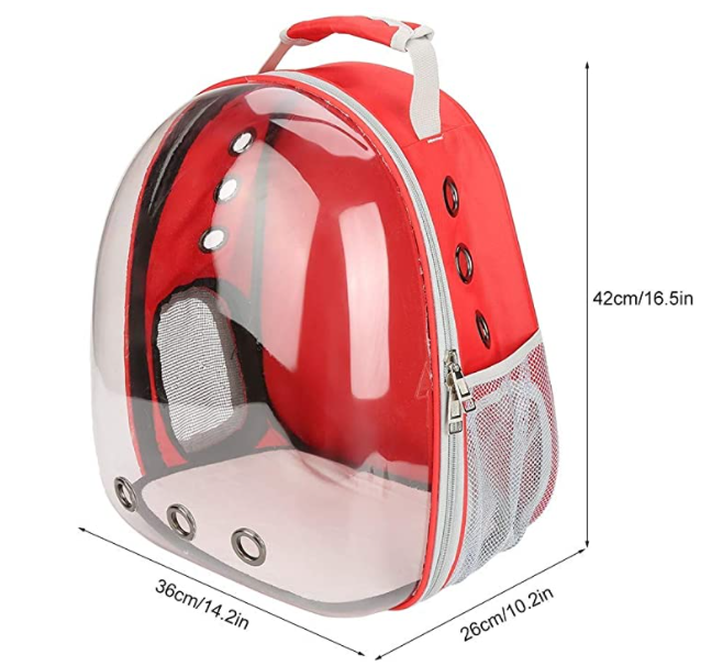 Mochila trasportadora para mascota  ,Bolsa de Transporte para Mascotas Perro/Gato Mochila Portátil para Cápsulas Espacio Transparente Jaula Respirable (roja)