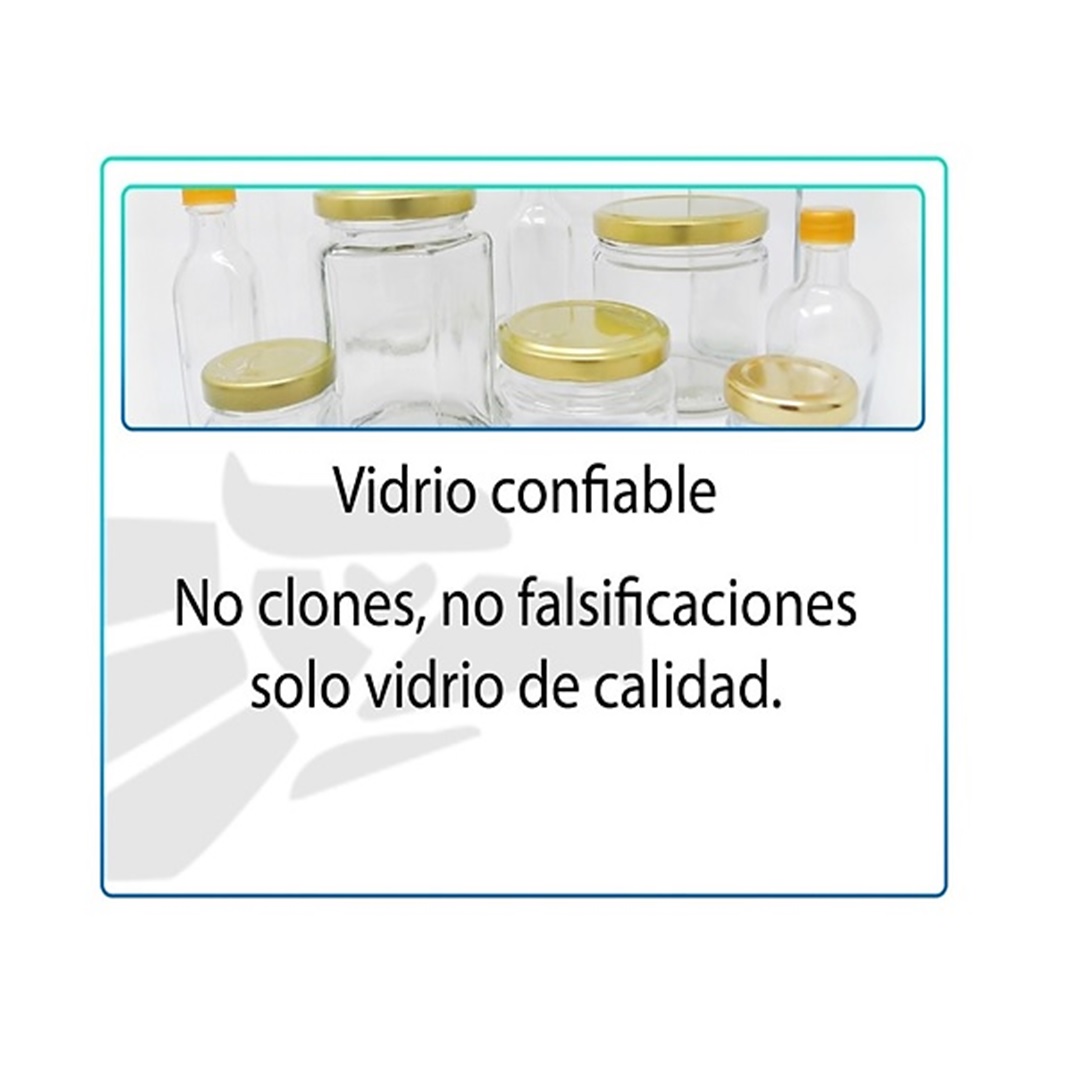 Frasco Vidrio Hexagonal 250 Ml 8.5 Oz (24 Pz) Envase Etc Tapa Blanca.