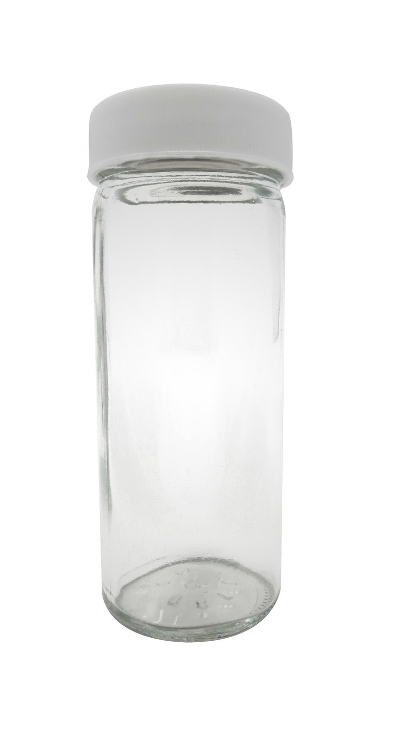 Frascos Vidrio Cilíndrico 125 Ml 12 Pz Tapa  Plastica Blanca