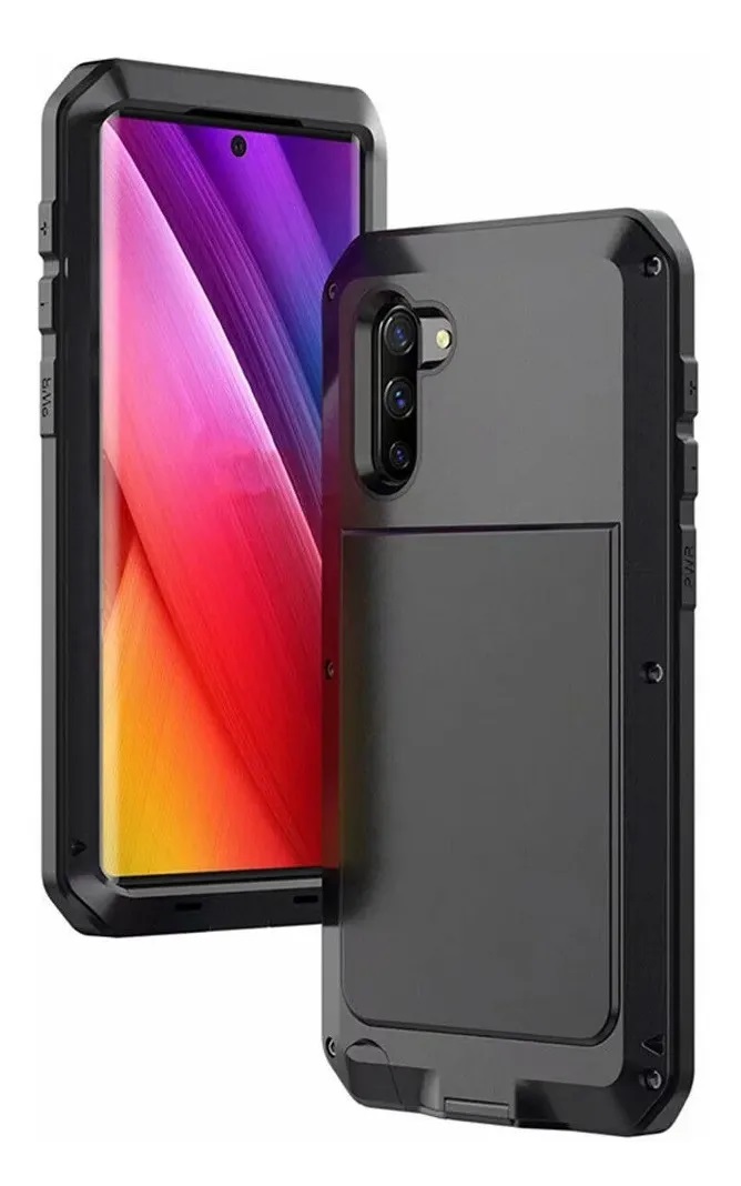 Funda Uso Rudo Samsung Note 10 Galaxy Alto Impacto Metalica Con Mica Delgada Flexible
