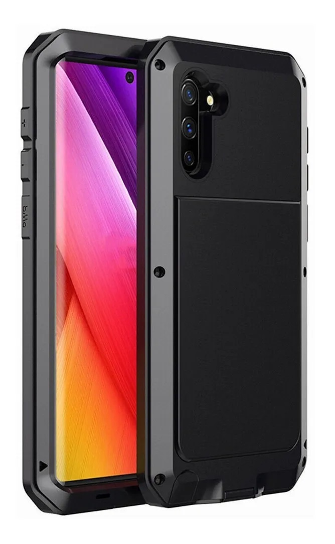 Funda Uso Rudo Samsung Note 10 Galaxy Alto Impacto Metalica Con Mica Delgada Flexible