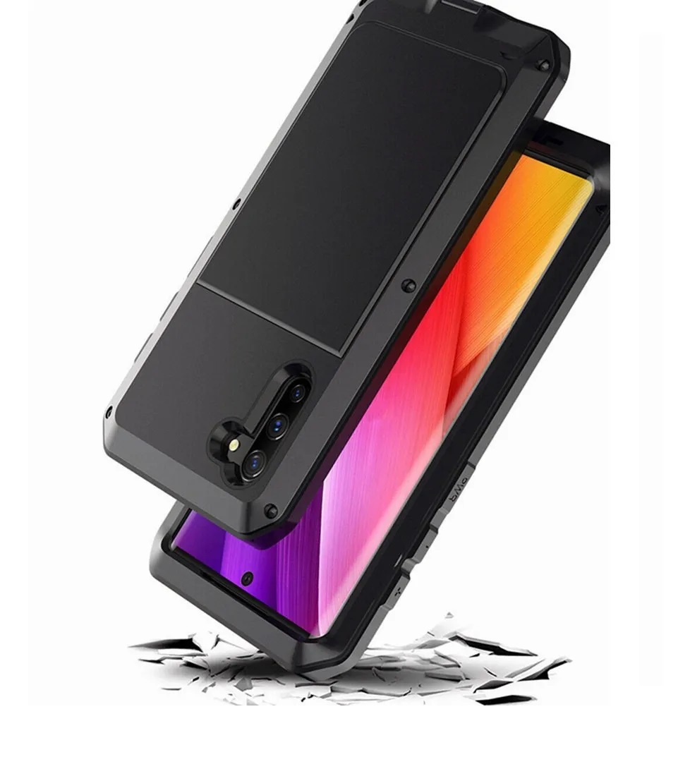 Funda Uso Rudo Samsung Note 10 Galaxy Alto Impacto Metalica Con Mica Delgada Flexible