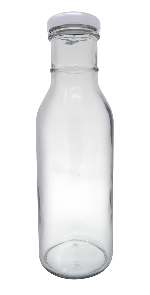 Botella De Vidrio Bbq 12 Oz 350 Ml ( 60 Piezas) Tapa Blanca.