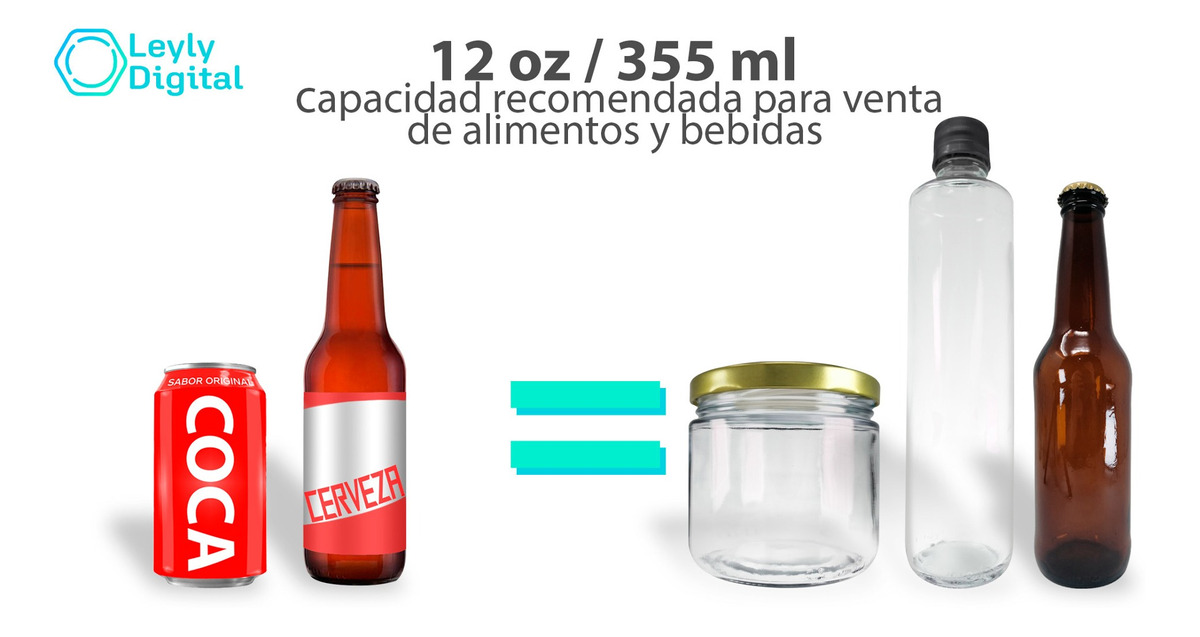 Botella De Vidrio Bbq 12 Oz 350 Ml ( 60 Piezas) Tapa Blanca.