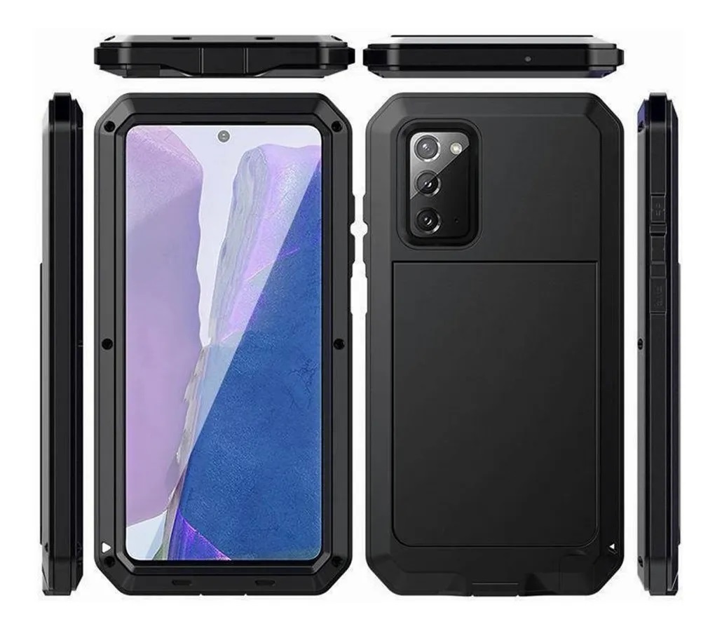Funda Uso Rudo Samsung Note 20 Ultra Galaxy Alto Impacto Metalica Con Mica Delgada Flexible