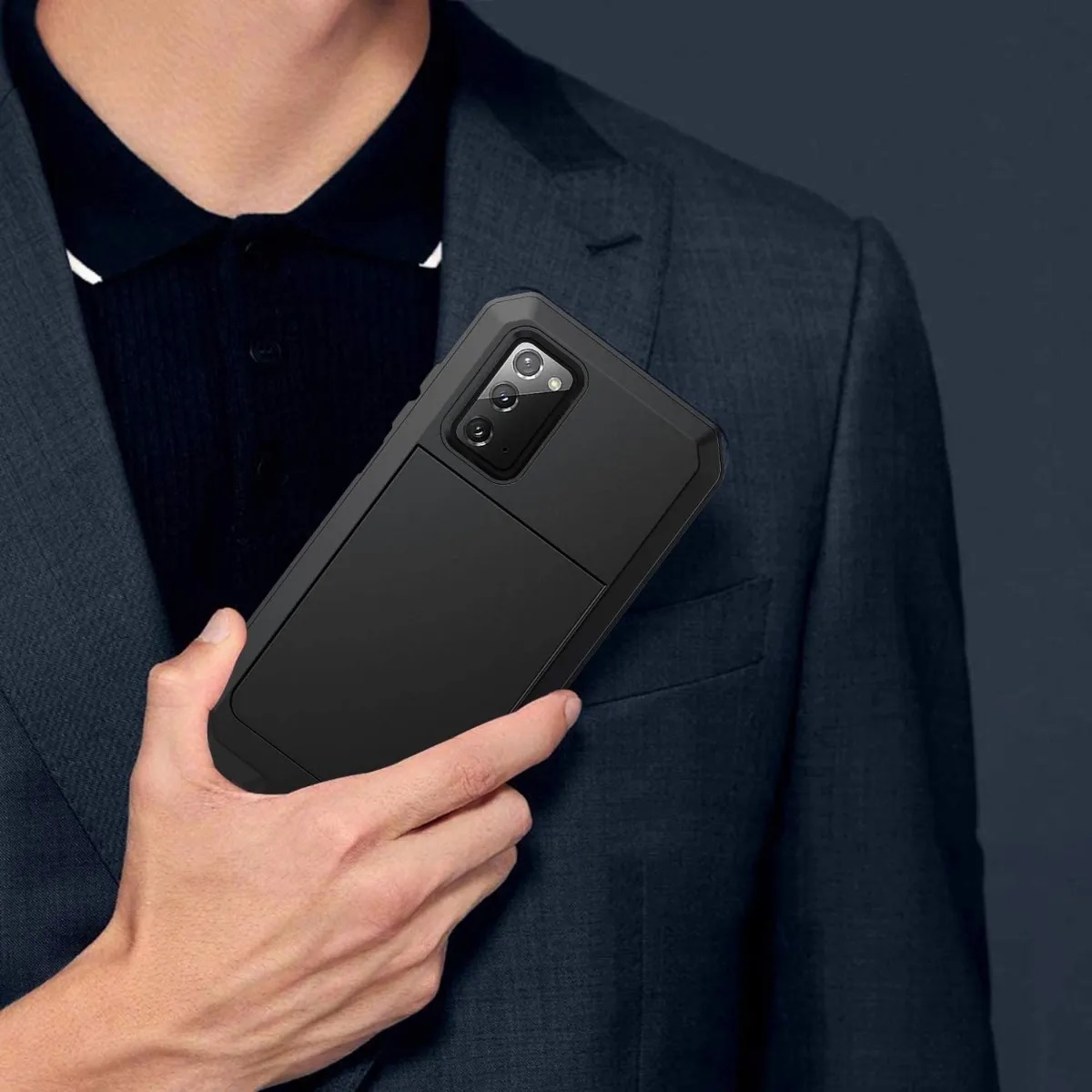 Funda Uso Rudo Samsung Note 20 Ultra Galaxy Alto Impacto Metalica Con Mica Delgada Flexible