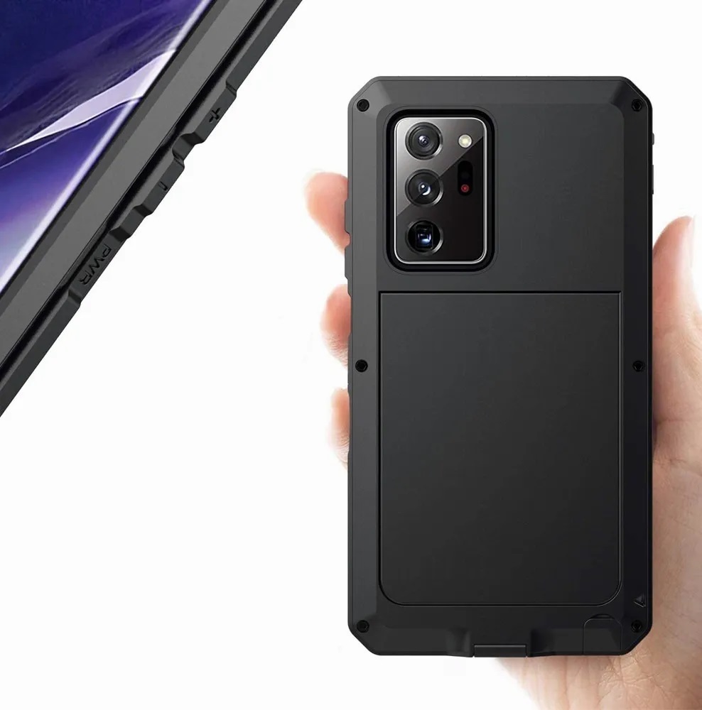 Funda Uso Rudo Samsung Note 20 Ultra Galaxy Alto Impacto Metalica Con Mica Delgada Flexible