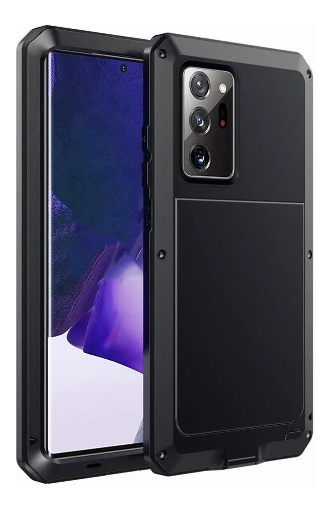 Funda Uso Rudo Samsung Note 20 Ultra Galaxy Alto Impacto Metalica Con Mica Delgada Flexible