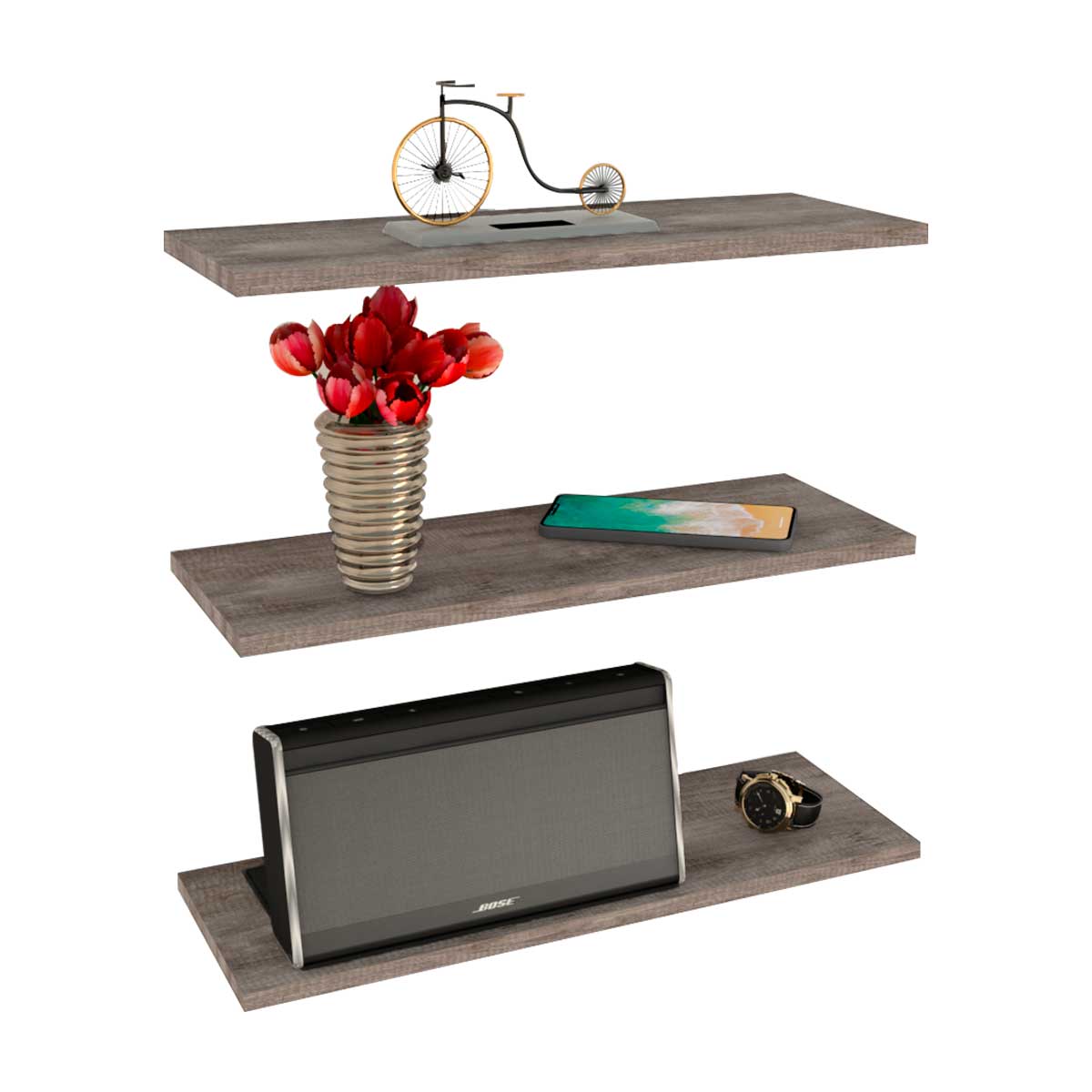 3 Repisas Flotantes Minimalistas Melamina Vintage 40x15