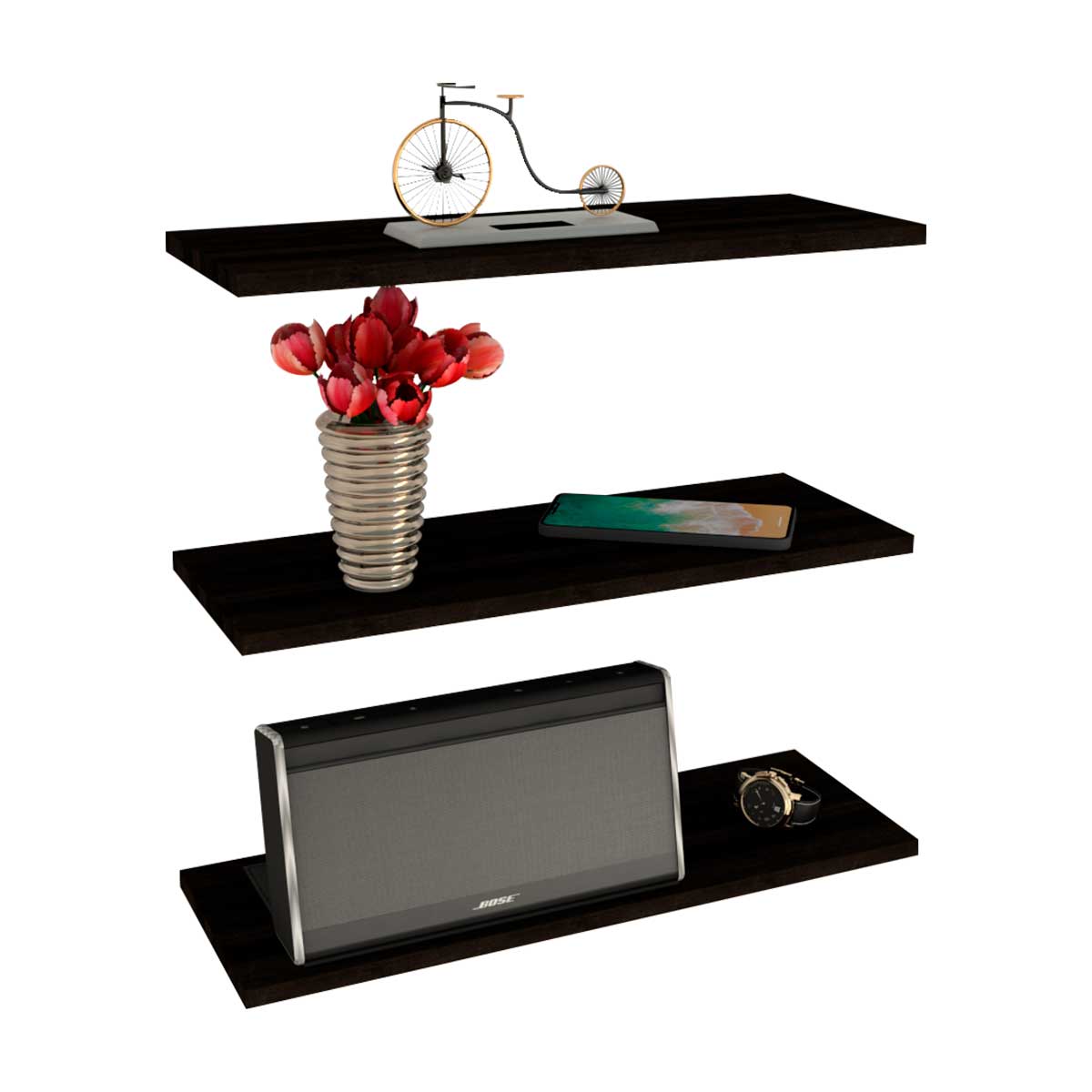 3 Repisas Flotantes Minimalistas Melamina Vintage 40x15