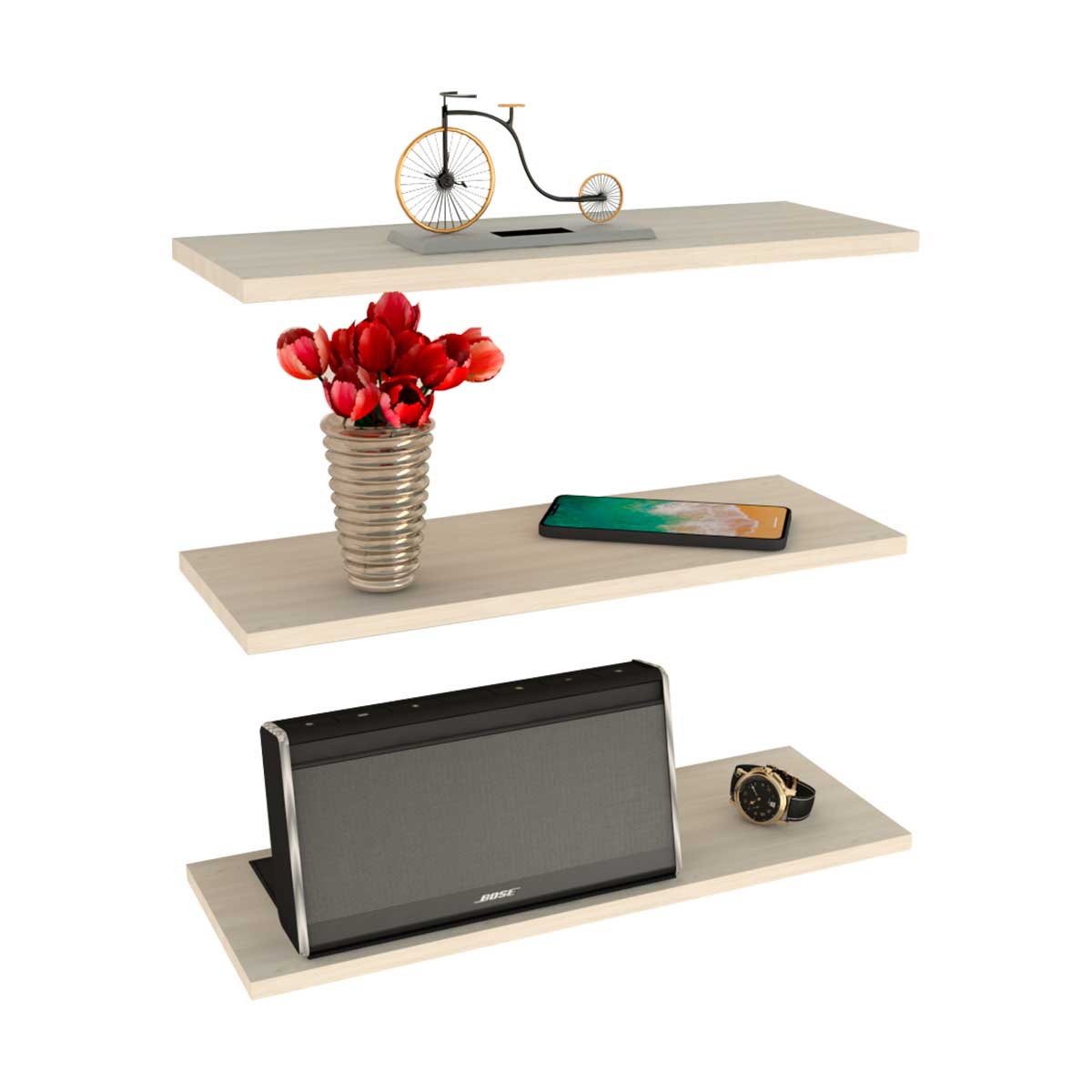 3 Repisas Flotantes Minimalistas Melamina Vintage 40x15