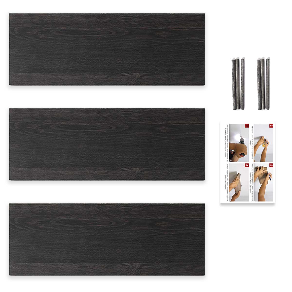 3 Repisas Flotantes Minimalistas Melamina Vintage 40x15