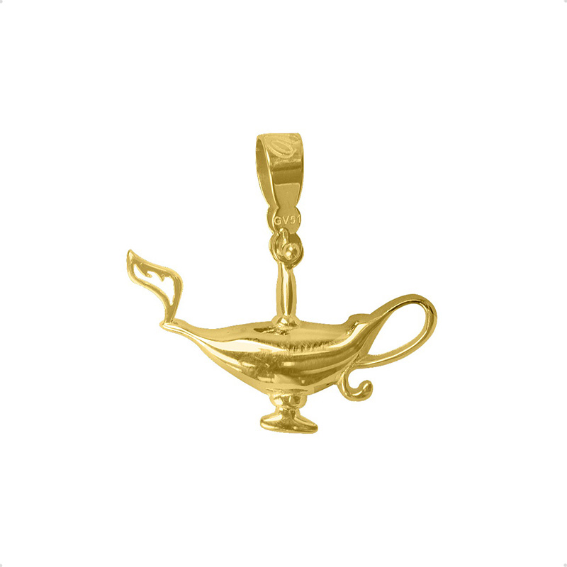 Dije Lampara Aladino  VAROURO Oro 10k | Medalla Amor + Cadena Regalo