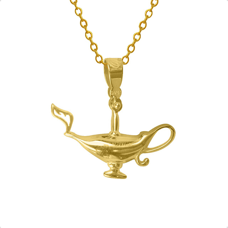 Dije Lampara Aladino  VAROURO Oro 10k | Medalla Amor + Cadena Regalo