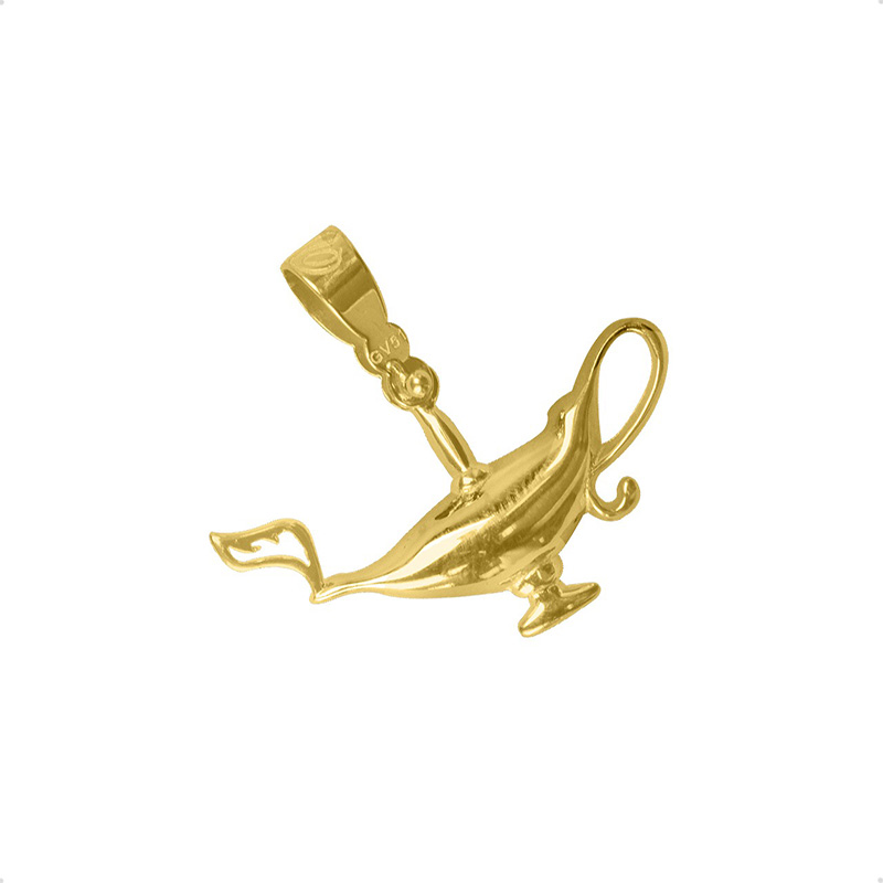 Dije Lampara Aladino  VAROURO Oro 10k | Medalla Amor + Cadena Regalo