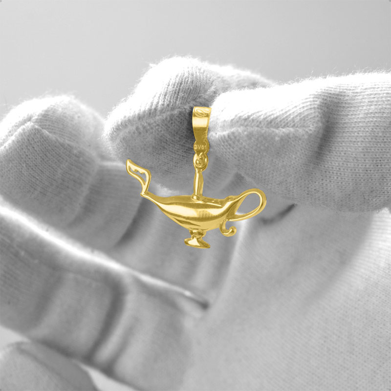 Dije Lampara Aladino  VAROURO Oro 10k | Medalla Amor + Cadena Regalo