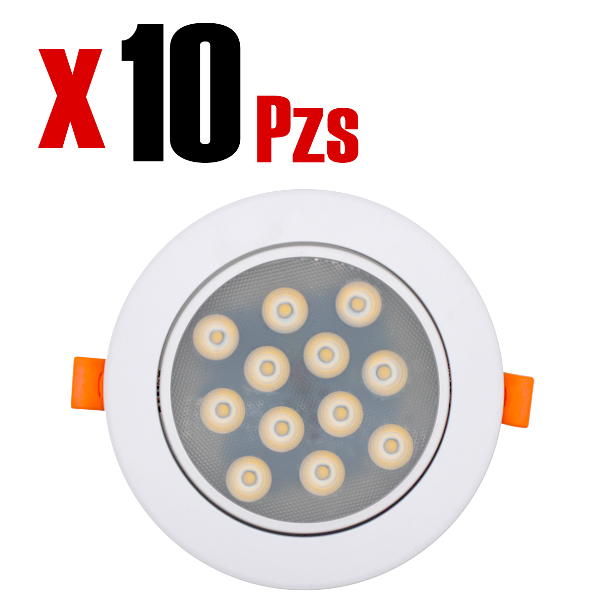 Spot Led 12w Luz Calida, Acabado Blanco 10 Pz