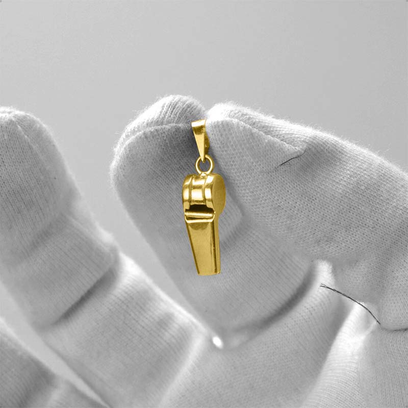 Hermoso Dije Silbato    VAROURO  Oro 10k Amarillo | Amor + Cadena Regalo