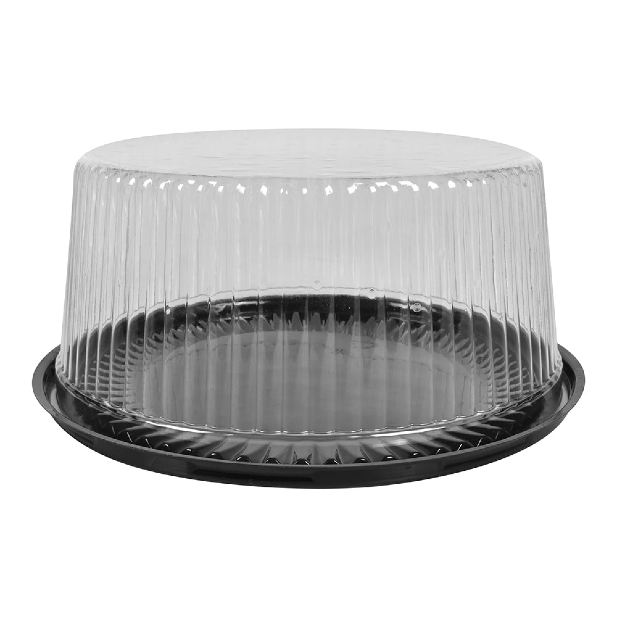 Domo para mini pastel, ideal para pasteles de 15cm de diametro y 8.5cm de alto, Transparentes Base Negra, 50 domos y 50 bases, DB06A WOW