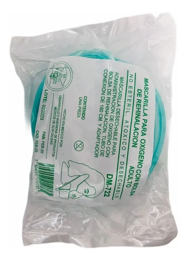 Mascarilla Para Oxígeno con Bolsa de Rehinalación Adulto
