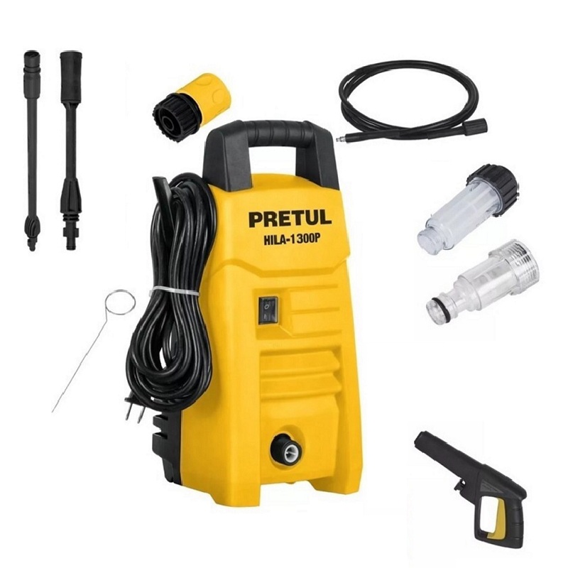 Hidrolavadora electrica 1300 psi HILA-1300P de 1.6 HP Pretul para Lavar carros autos Casa Limpieza general con agua