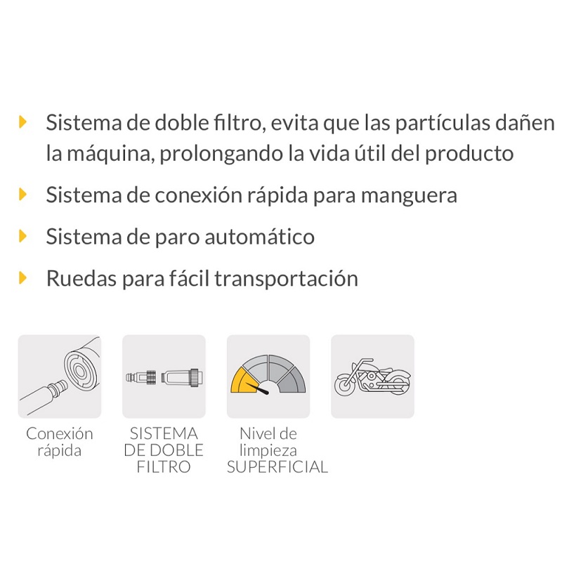 Hidrolavadora electrica 1300 psi HILA-1300P de 1.6 HP Pretul para Lavar carros autos Casa Limpieza general con agua