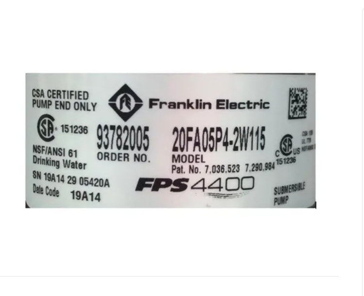 Bomba Sumergible 100% Franklin 1/2hp 110v, 2 Hilos. 20gpm