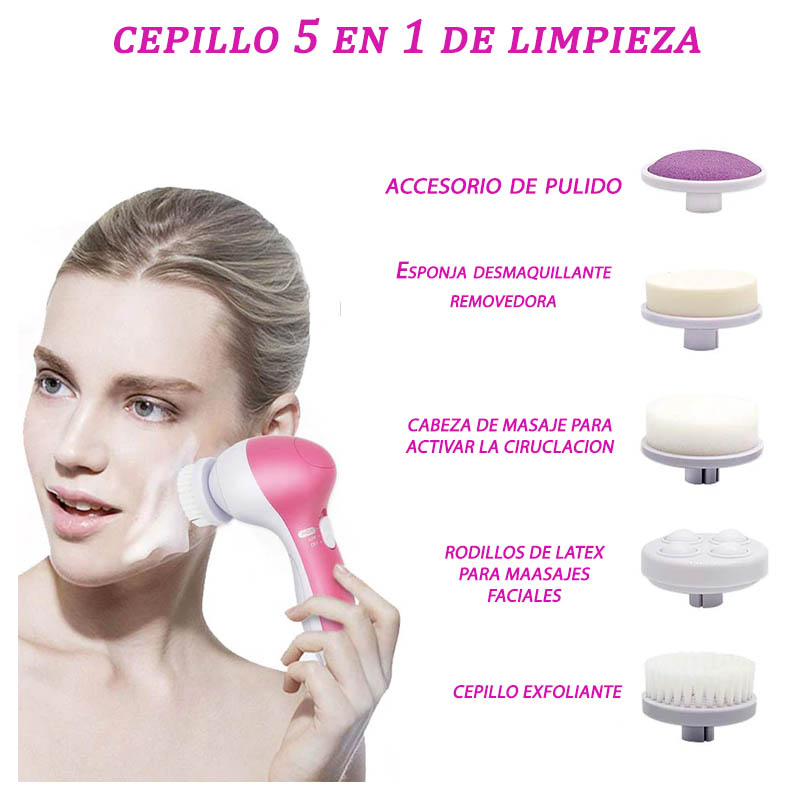 Cepillo Limpiador Facial Eléctrico Desmaquillante 5 en 1 Spa B