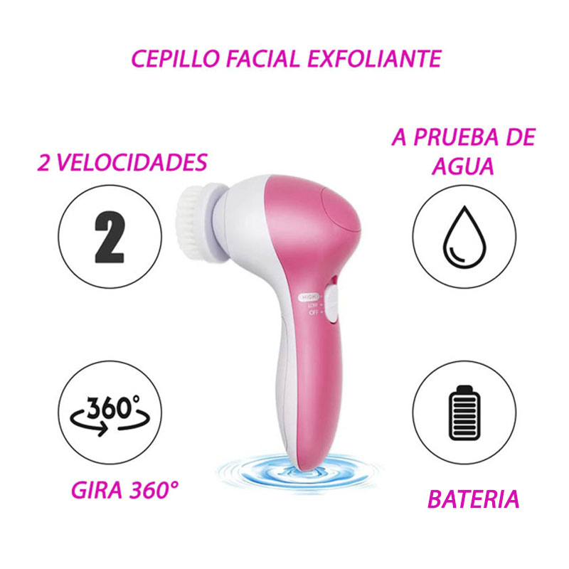 Cepillo Limpiador Facial Eléctrico Desmaquillante 5 en 1 Spa B