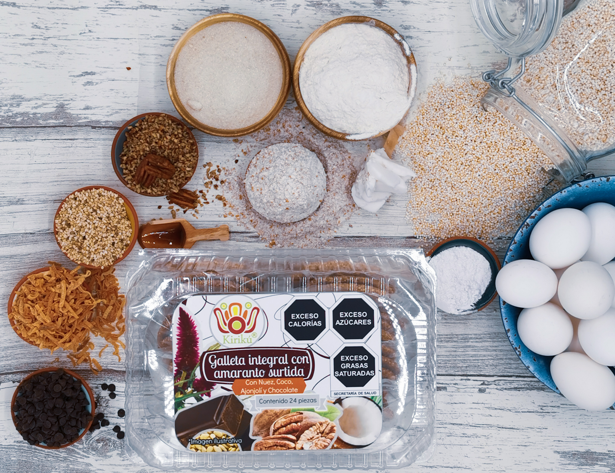 Domos de Galleta Integral Con Amaranto Surtida Sabor Nuez, Coco, Chocolate y Ajonjolí  (48 piezas)