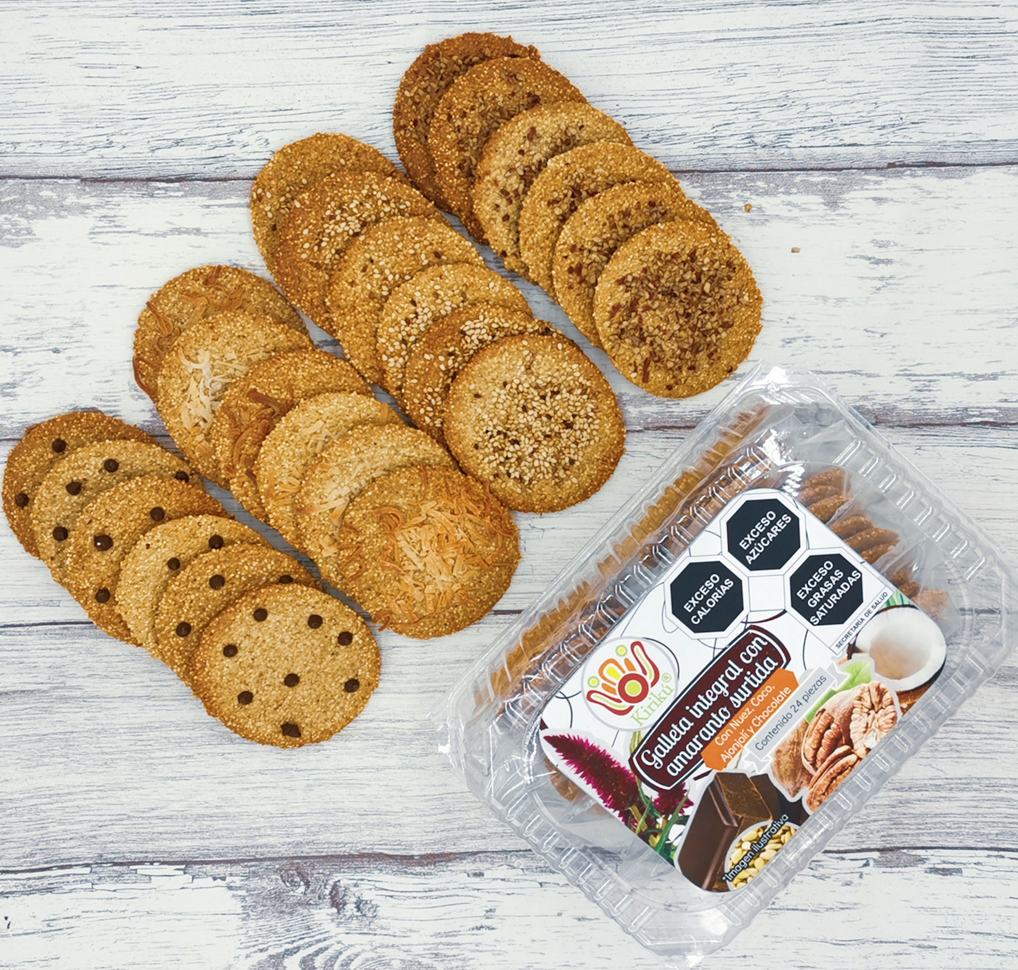 Domos de Galleta Integral Con Amaranto Surtida Sabor Nuez, Coco, Chocolate y Ajonjolí  (48 piezas)