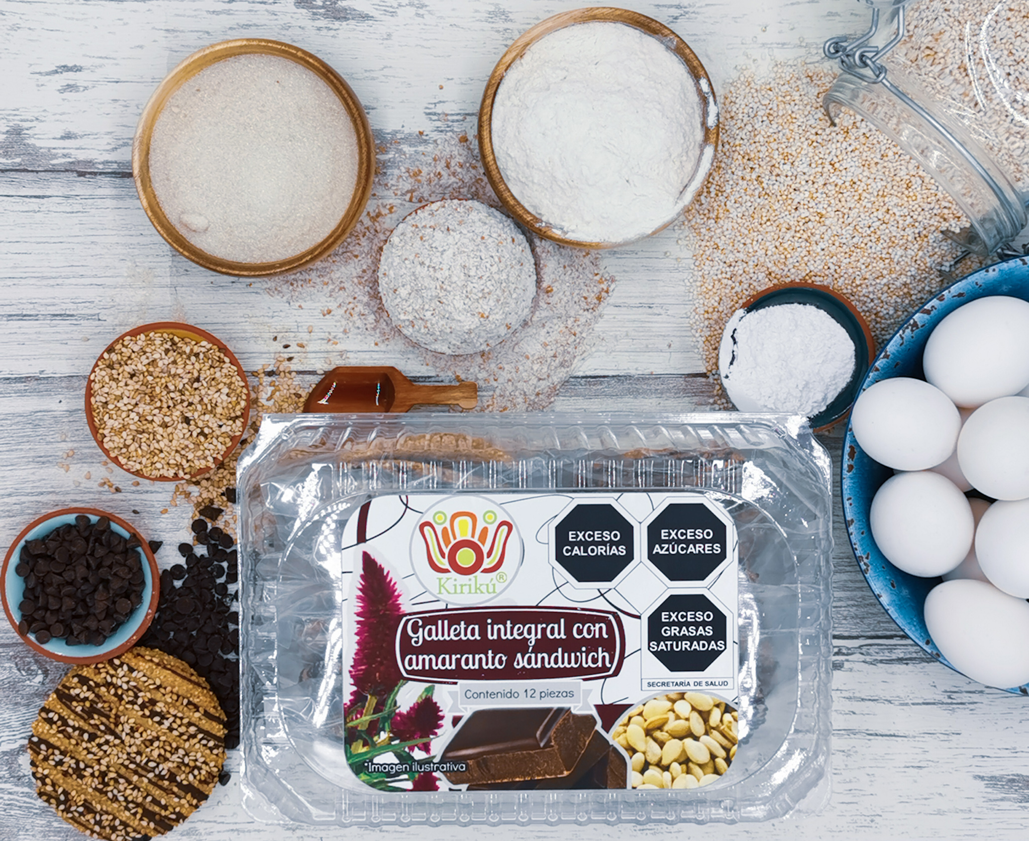 Domos de Galleta Integral Con Amaranto Sándwich, Rellenas de chocolate y Decoradas con Ajonjolí Tostado (24 Galletas)