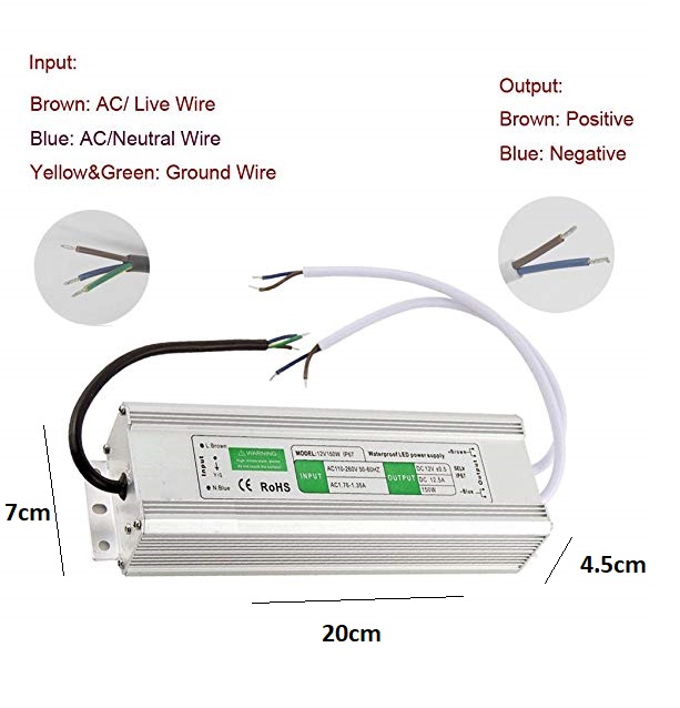BALASTRA TRANSFORMADOR LED 100W 12V 8.3AMP EXTERIOR FUENTE PODER