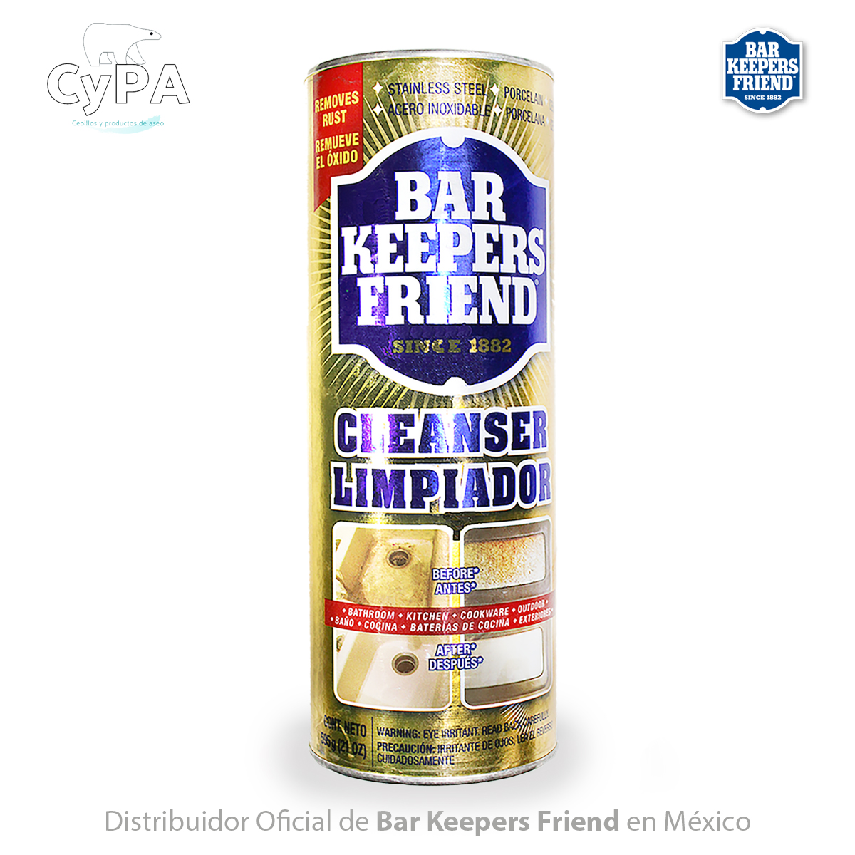 Bar Keepers Friend Limpiador Multiusos Cleanser &polish 595g Limpia y pule acero inoxidable, Utensilios de cocina y también para baños.