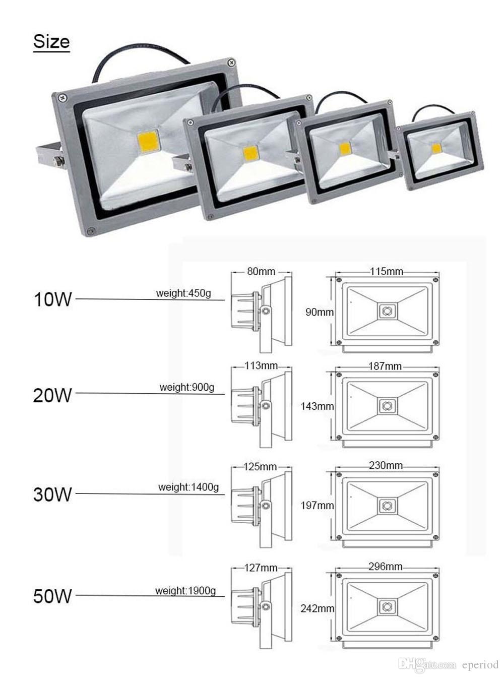 Reflector Led 50w Exterior Blanco Frio Luminaria Lampara