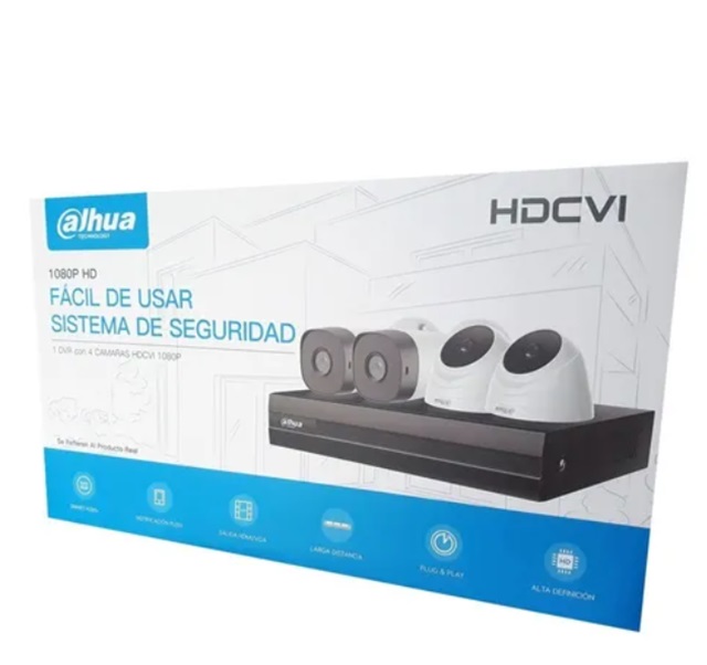SISTEMA DE SEGURIDAD CON 1DVR Y 4 CAMARAS HDCVI
