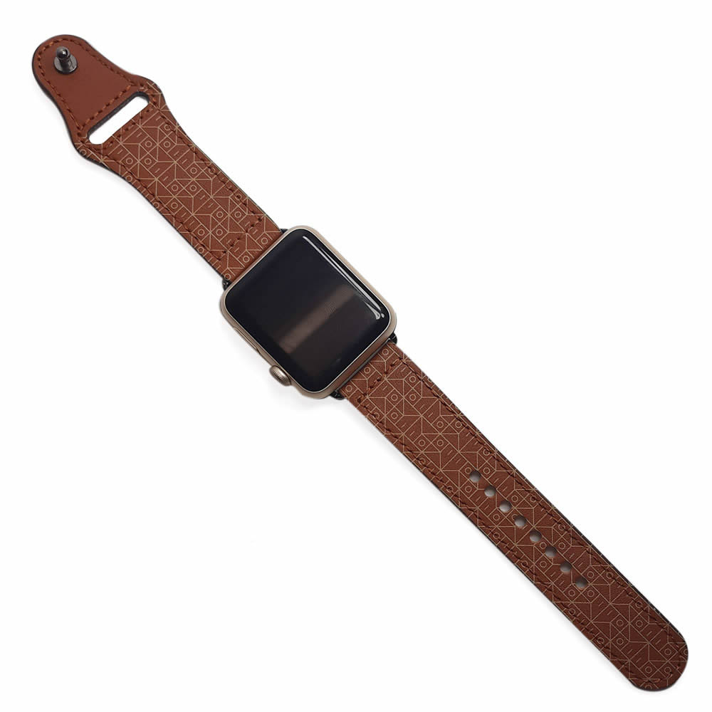 Correa Cuero Diseño Personalizado Diseño Asimetrico color Cafe para Apple Watch Series 1 2 3 4 5 6 SE banda de 42mm y 44mm