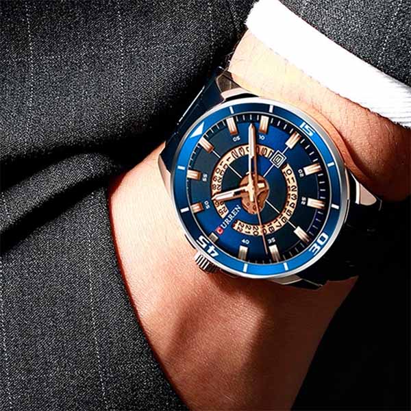 Reloj Curren para Hombre, Análogo, Extensible de Acero Inoxidable, Ajustable, Broche de Mariposa, El 