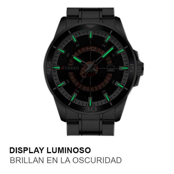 Reloj Curren para Hombre, Análogo, Extensible de Acero Inoxidable, Ajustable, Broche de Mariposa, El 