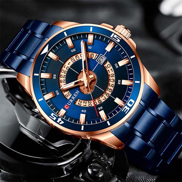 Reloj Curren para Hombre, Análogo, Extensible de Acero Inoxidable, Ajustable, Broche de Mariposa, El 