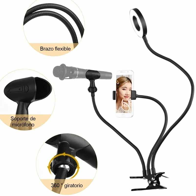 Aro Luz Led Lampara flexible para celular y microfono .