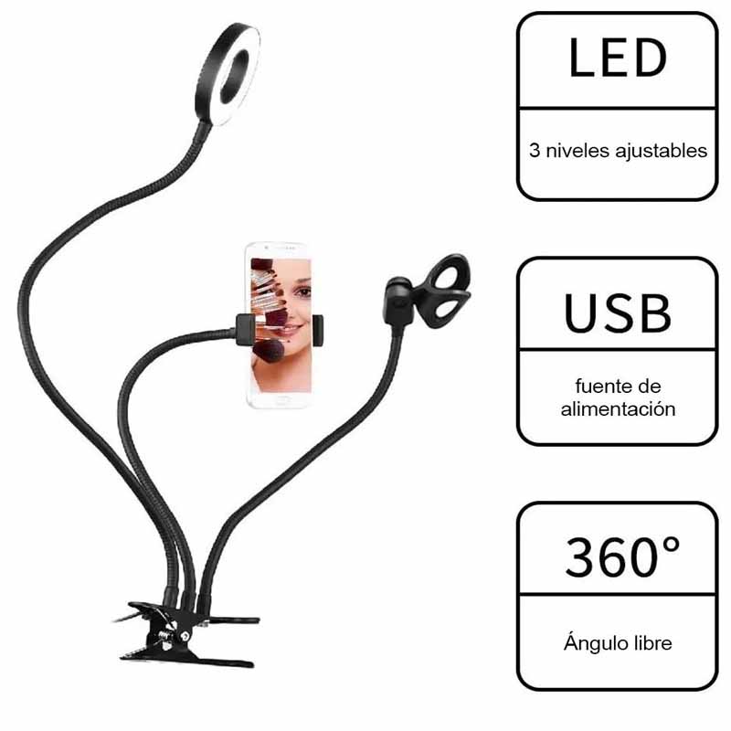 Aro Luz Led Lampara flexible para celular y microfono .