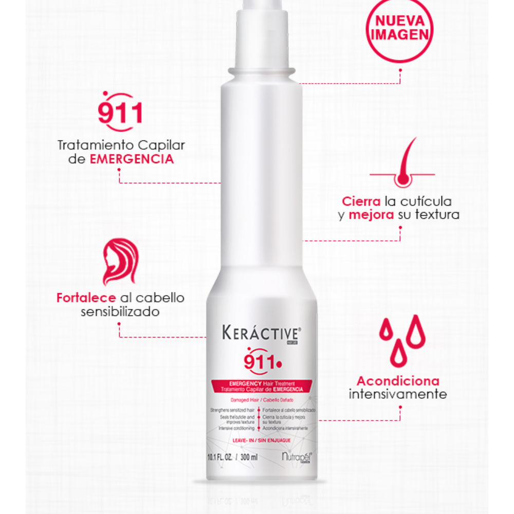 Keractive 911 Tratamiento Capilar Reparación de Emergencia para Cabello Severamente Dañado Nutrapel 300 mL