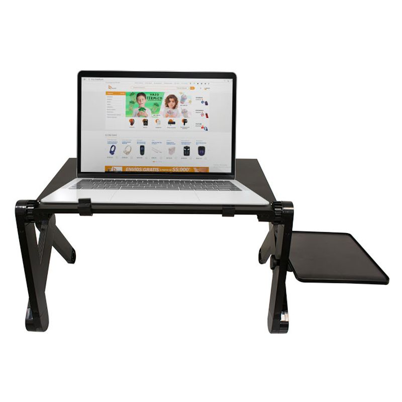 BASE SOPORTE ARTICULADO MULTIFUNCION PARA LAPTOP, METALICO, CON VENTILADOR, NEGRO 