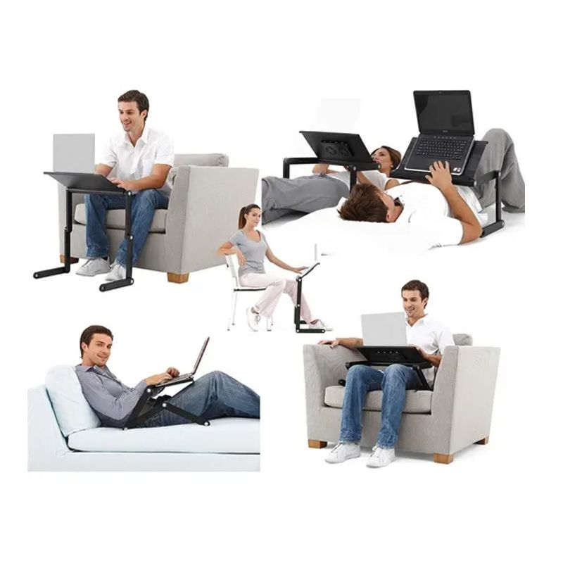 BASE SOPORTE ARTICULADO MULTIFUNCION PARA LAPTOP, METALICO, CON VENTILADOR, NEGRO 