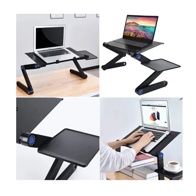 BASE SOPORTE ARTICULADO MULTIFUNCION PARA LAPTOP, METALICO, CON VENTILADOR, NEGRO 