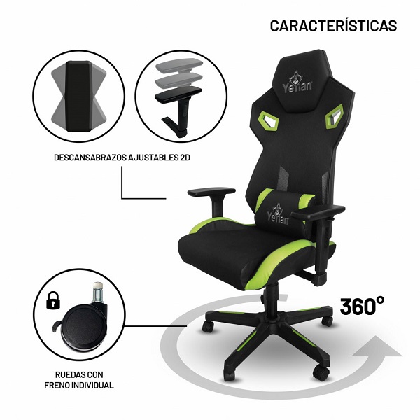 SILLA GAMER YEYIAN DRAKKAR SERIE 2500 VERDE YFC-ECFL-01-GR