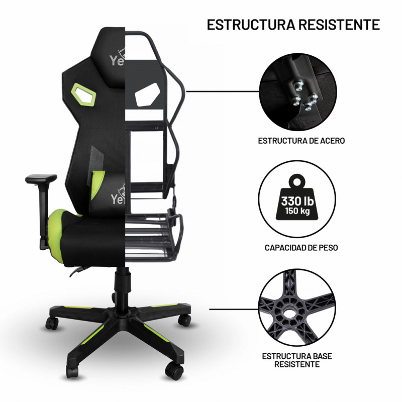 SILLA GAMER YEYIAN DRAKKAR SERIE 2500 VERDE YFC-ECFL-01-GR