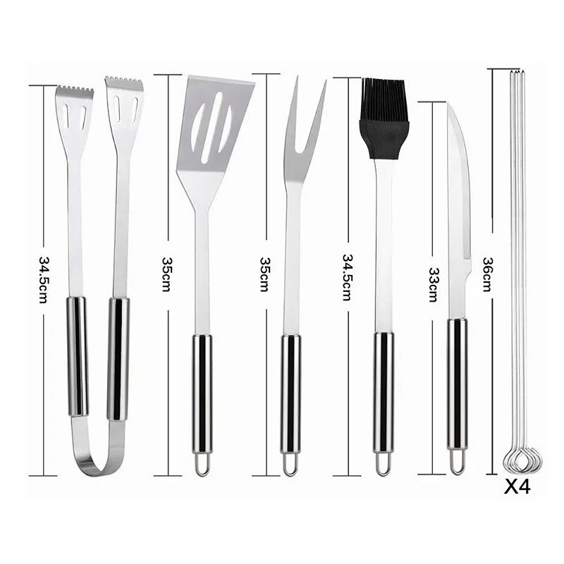 Kit De Parrilla Profesional De Acero Inoxidable 9 Piezas